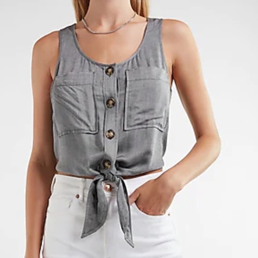 Express Rayon Tie Front Tank